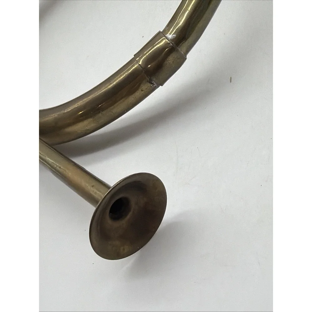 Vintage Brass Metal Natural Horn French or Hunting Style Decorative Patina 7x12